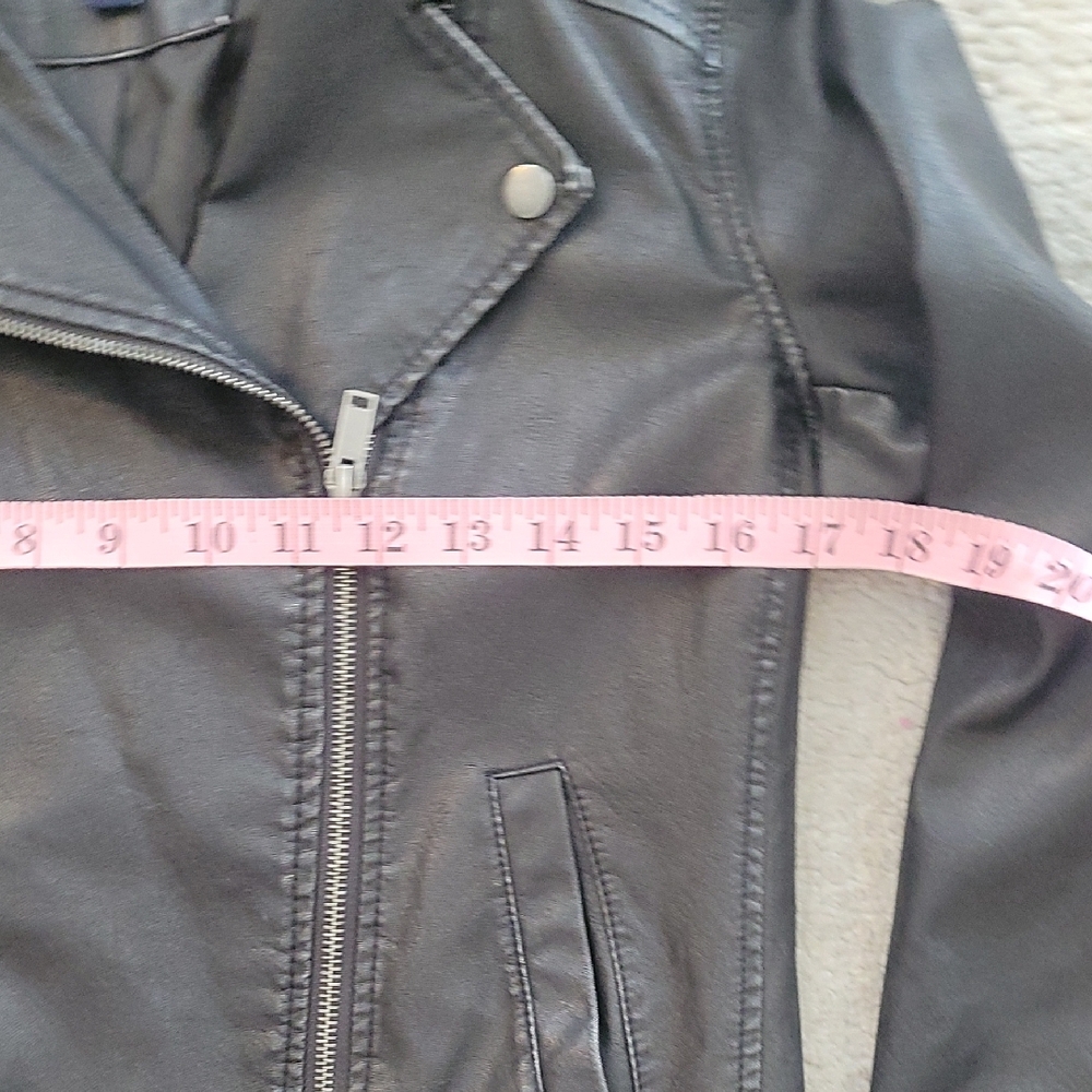 Black Leather Moto Jacket Asymmetrical Zipper Size XS - Picture 3 of 6